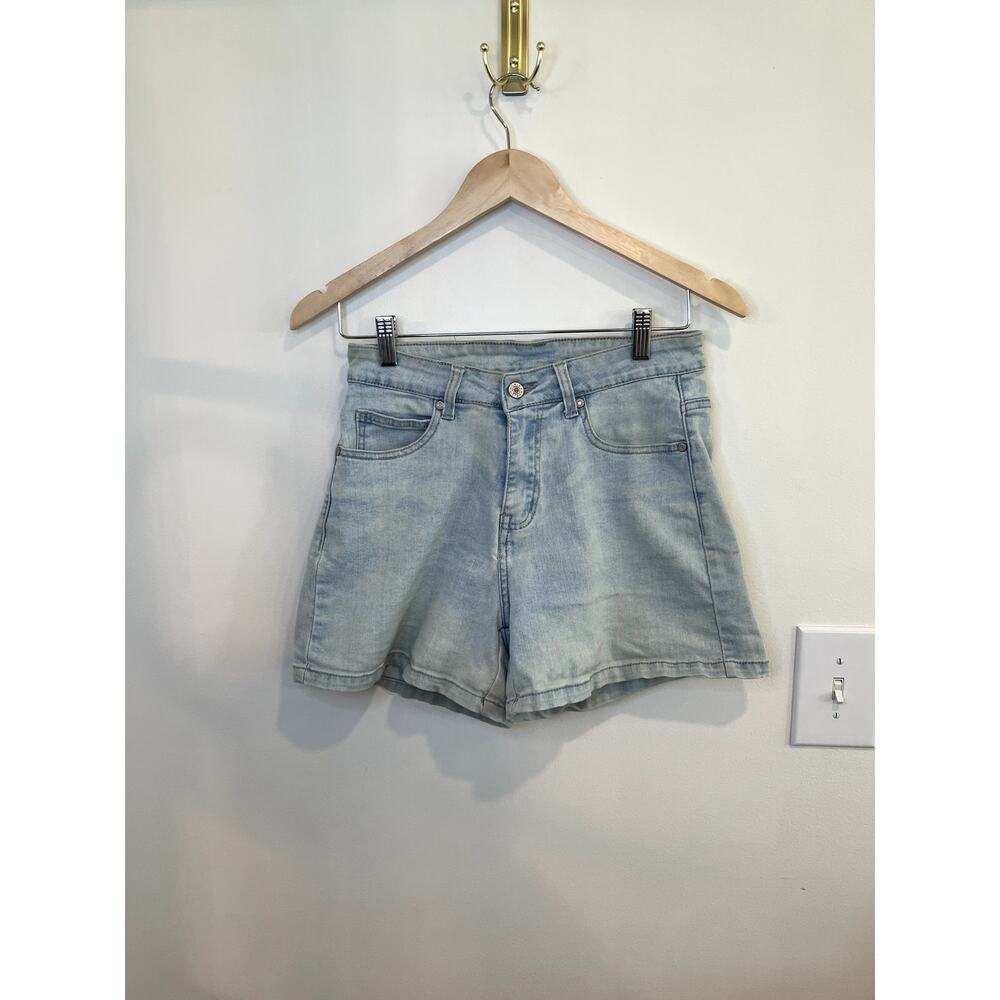 Womens Light Wash Denim Shorts Size Medium High Rise Stretch Jean Shorts